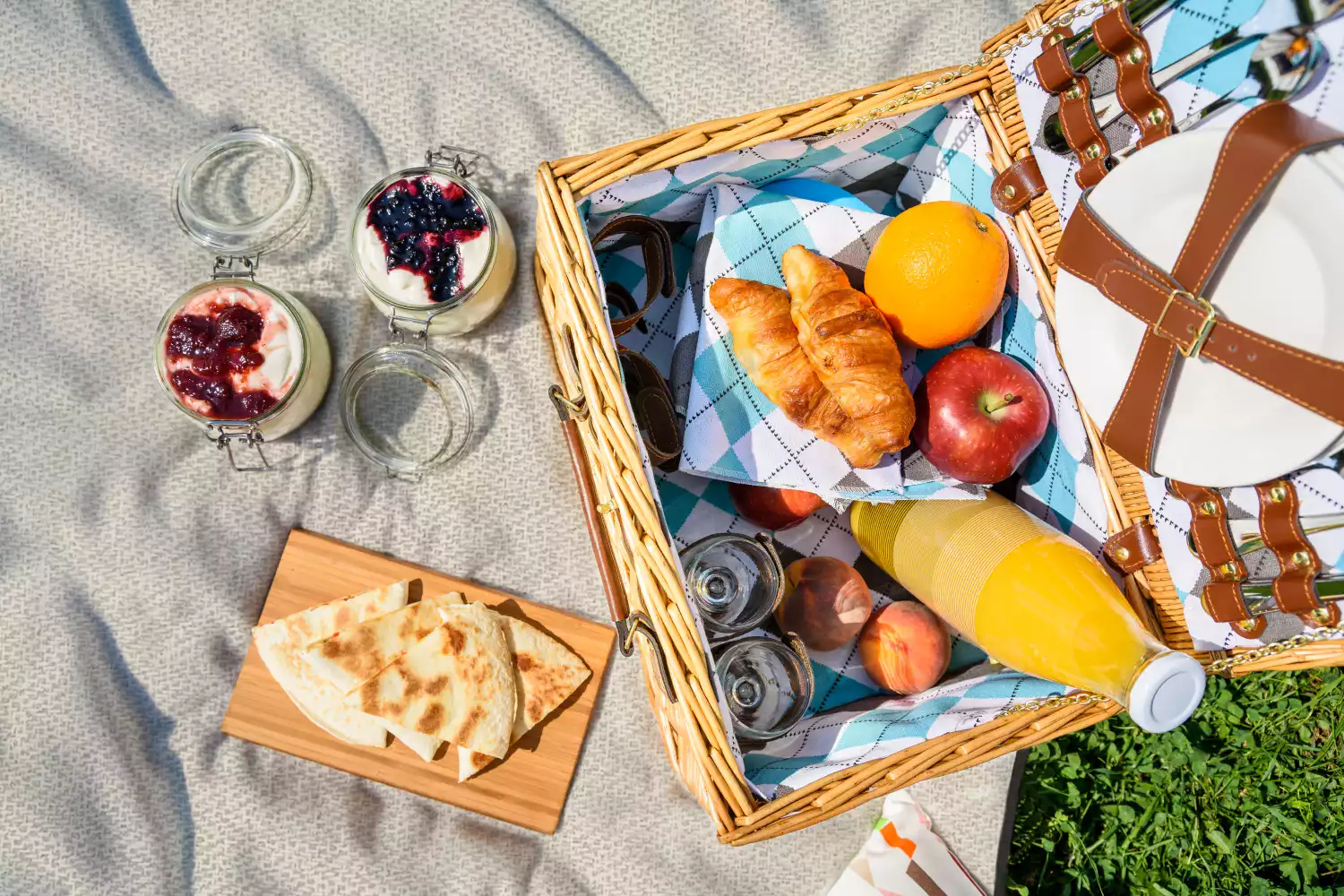 beige picnic blanket